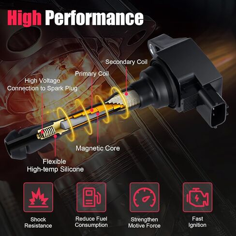 مجموعة من 8 ملفات إشعال مربعة متوافقة مع تشيفي جي إم سي إسكاليد أفالانش سيلفرادو سوبربان تاهو توبكيك سافانا سييرا يوكون كاديلاك 4.8 لتر 5.3 لتر 6.0 لتر 8.1 لتر بديل لـ UF271 C1208 in Saudi Arabia