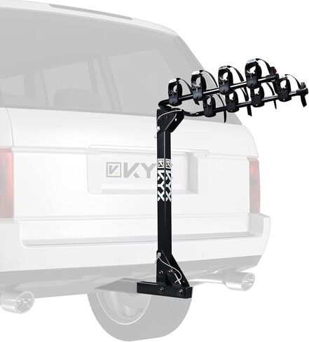 KYX 2 Bike Car Hitch Rack - حامل حامل للدراجات مع وصلة 2 بوصة، إطار فولاذي بسعة 143 رطل مع أذرع قابلة للطي وأوضاع قابلة للإمالة، سهلة التجميع والقفل الآمن لشاحنة السيارة ذات الدفع الرباعي، أسود in Kuwait
