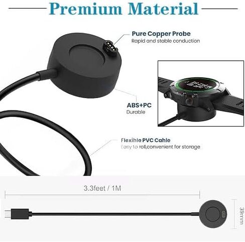 [2 pack] Type C arggers متوفرة لـ Garmin Instinct 3 2 ، لـ Garmin Venu X1 3 3S 2S SQ ، Forerunner 970 570 55 255 265 165 ، UCB-C Charging Cable & Dock & Port Protector in Saudi Arabia