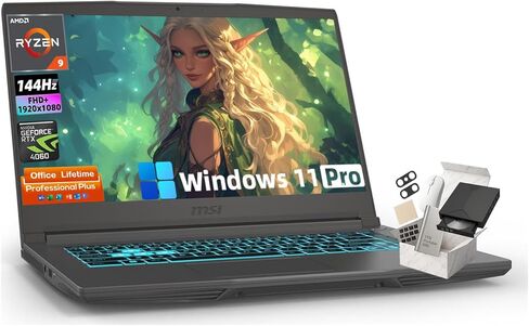 MSI Thin A15 Light Gaming Laptop, NVIDIA RTX 4060 8GB GDDR6, AMD Ryzen 9 8945HS(Beat i9-13900H), Office Pro Lifetime License, 15.6" 144 Hz IPS Display, Windows 11 Pro (16GB DDR5 | 1TBSSD) in Saudi Arabia