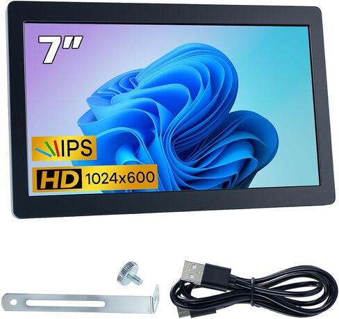 7 Inches USB Mini Monitor 1024x600 IPS Screen for AIDA64 Type C Sub Screen for PC Secondary Display Computer Case DIY & Monitoring in Saudi Arabia