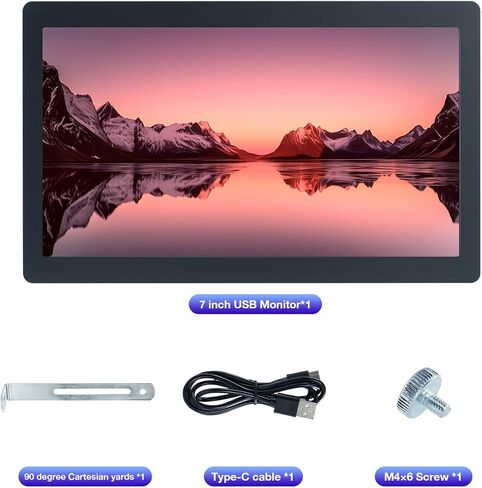 7 Inches USB Mini Monitor 1024x600 IPS Screen for AIDA64 Type C Sub Screen for PC Secondary Display Computer Case DIY & Monitoring in Saudi Arabia
