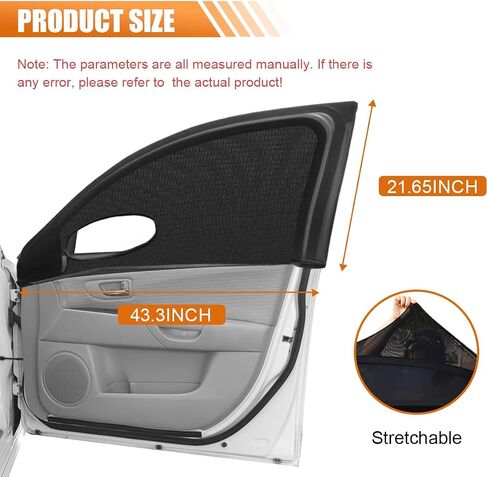 Car Window Shade, Breathable Mesh Privacy Protection Shade, Stretch Car Window Screens, Heat Block UV Protection Cover, Auto Side Rear Window Sun Shade for Car Truck SUV Camping in Saudi Arabia
