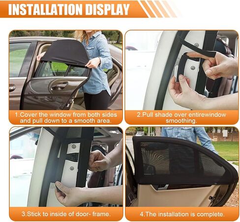 Car Window Shade, Breathable Mesh Privacy Protection Shade, Stretch Car Window Screens, Heat Block UV Protection Cover, Auto Side Rear Window Sun Shade for Car Truck SUV Camping in Saudi Arabia