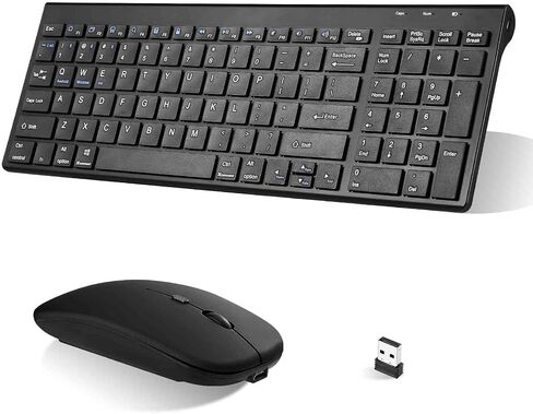 Rechargeable Wireless Keyboard Mouse, UrbanX Slim Thin Low Profile Keyboard and Mouse Combo with Numeric Keypad Silent Keys for HP EliteBook 840 G2 Laptop - Black in Saudi Arabia
