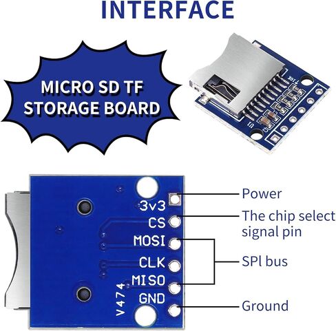 Mini SD Card Module ، Micro SD Card Reader Poard Support Mini SD بطاقة مع 10 سم من الذكور إلى واجهة Dupont Cable SD لـ Arduino Raspberry Pi in Kuwait