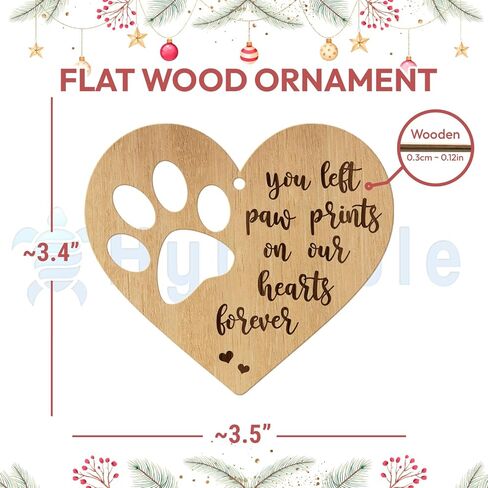 هدايا تذكارية من HYTURTLE لفقدان الحيوانات الأليفة - هدايا تزيين شجرة الزينة الخشبية لعيد الميلاد للكلب - هدايا تذكارية لفقدان القطط - هدايا التعاطف - ديكور تذكار لفقد الحيوانات الأليفة على الوجهين in Kuwait