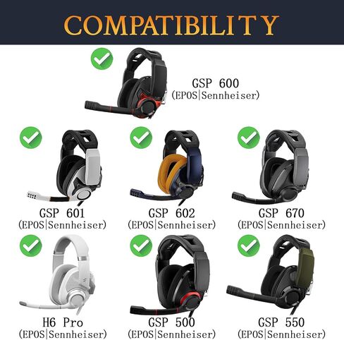 SOULWIT Cooling-Gel Earpads Replacement for Sennheiser GSP500, GSP550, GSP600, GSP 670 Gaming Headset, Ear Pads Cushions for EPOS H6 Pro, GSP601, GSP602 Headphones - Black in Kuwait