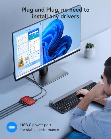 KVM Switch, ABLEWE Aluminum KVM Switch HDMI,KVM Switch for 2 Computers Sharing One Monitor and Mouse Keyboard Printer,Support 4K@60Hz,2 HDMI Cables and 2 USB Cables,USB C Charge Included in Kuwait