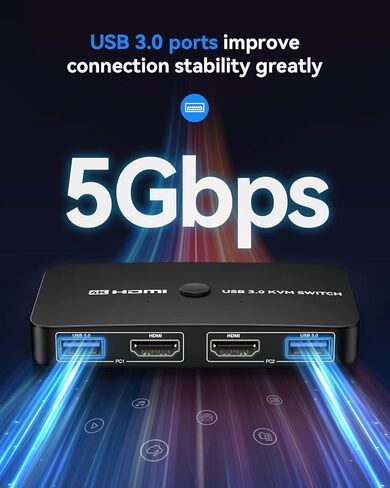 مفتاح KVM ، Ablene Aluminium KVM Switch HDMI ، مفتاح KVM لأجهزة كمبيوتر 2 تشترك in Kuwait