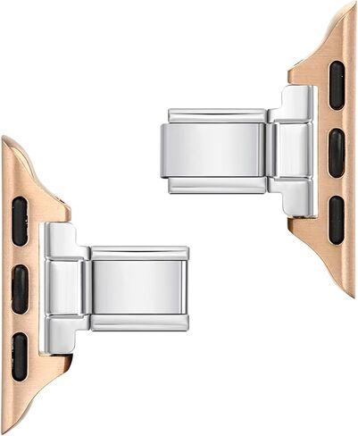 موصل الفولاذ المقاوم للصدأ للاستخدام مع Apple Watch - متوافق مع سوار السحر الإيطالي لإنشاء شريط ساعة مخصص ، يناسب 38-49 مم ، الذهب/الفضة/الأسود/الذهب الوردي in Kuwait