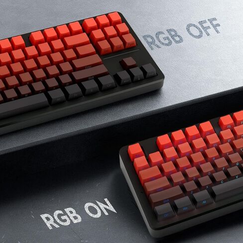 PBT Gradient Red Keycaps, Double-Shot 133-Key Set with Side-Printed Keycaps, Cherry Profile, Gradient Design for Mechanical Keyboards Equipped with Gateron MX Switches in Saudi Arabia