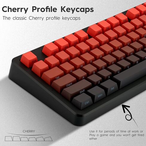 PBT Gradient Red Keycaps, Double-Shot 133-Key Set with Side-Printed Keycaps, Cherry Profile, Gradient Design for Mechanical Keyboards Equipped with Gateron MX Switches in Saudi Arabia