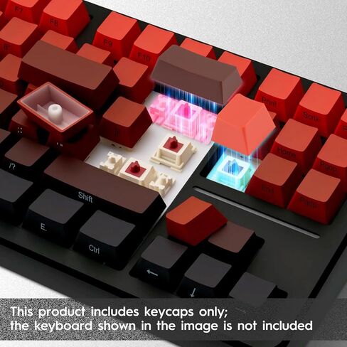 PBT Gradient Red Keycaps, Double-Shot 133-Key Set with Side-Printed Keycaps, Cherry Profile, Gradient Design for Mechanical Keyboards Equipped with Gateron MX Switches in Saudi Arabia