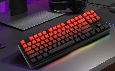 PBT Gradient Red Keycaps, Double-Shot 133-Key Set with Side-Printed Keycaps, Cherry Profile, Gradient Design for Mechanical Keyboards Equipped with Gateron MX Switches in Saudi Arabia
