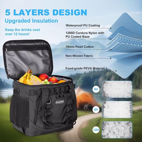 Soft Travel Coolers Bags Insulated Cooling 16hour for Camping Hiking Beach Travel Soft Sided Insulated Cooler Bag 24/48Cans for Women Men in Kuwait