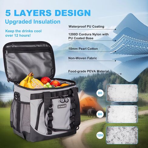 Soft Travel Coolers Bags Insulated Cooling 16hour for Camping Hiking Beach Travel Soft Sided Insulated Cooler Bag 24/48Cans for Women Men in Kuwait