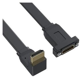 Flat HDMI Compatible Version 2.0 Male Female Extension Cable with Fixed Screw ho/*le Chassis Panel Cable Support 4K 60Hz(Straight)