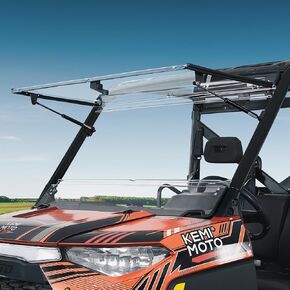زجاج أمامي قابل للطي 2 في 1 من KEMIMOTO متوافق مع Ranger 1000، زجاج أمامي قابل للطي مقاوم للخدش متوافق مع Polaris Ranger XP 900/1000/ Crew XP 1000/ Diesel 2014-2024