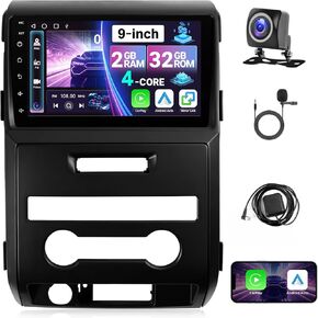 Car Radio for Ford F150 2009-2012 9 inch IPS Touchscreen Car Stereo with Wireless Carplay Android Auto, 2+32GB Head Unit Replacement with GPS, WiFi, Bluetooth, Mirrorlink, FM, DSP, SWC
