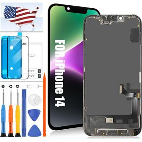 Soft OLED for iPhone 14 Screen Replacement for iPhone 14 LCD Display A2882 A2649 A2881 A2884 A2883 LCD Digitizer Touch Screen Assembly Repair Part with Tools +Protective Film