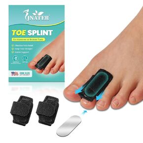 Hammer Toe Corrector للنساء والرجال - 2 أجهزة الكمبيوتر القابلة للتعديل ، قم بلفها مع دعم لوحة الألومنيوم لالصبعات ملتوية ، ملتوية ، عازمة (أسود)