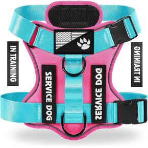 Demigreat Service Dog Harness, Reflective Dog Vest Harness with 5 PCS Patches, Adjustable Soft Oxford Pet Harness, Inner Layer Mesh, Easy to Control for Dogs in Kuwait