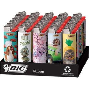 BIC Special Edition Animal Lover Series Maxi Pocket Lighters, 50-Count Tray