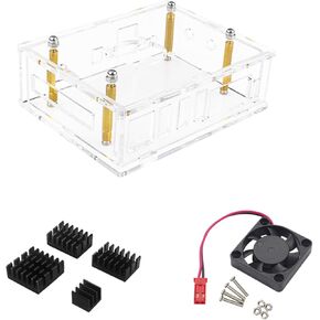 Power Heat Sink for Orange Pi 5 Plus Acrylic Case- Transparent-Enclosure Clear Shell- Cover with Cooling Fan-Copper/Aluminum Heat Sinks