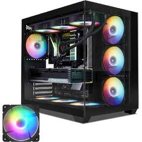Vetroo AL900 ATX PC Case Customization ARGB & PWM Fanswith 270° Full View Tempered Glass, upports 360mm Radiator & 10 Fans, Type-C Ready, for 40 Series GPUs - Black