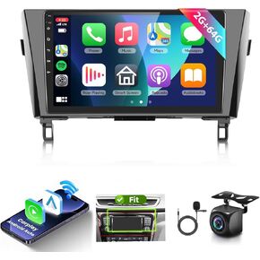2G+64G Car Stereo for Nissan X-Trail Qashqai Rogue 2014-2018 Radio with Wireless Carplay Android Auto,10.1inch 1080P HD Touchscreen,28UIs,RDS/FM Radio,WiFi/GPS MIC& AHD Backup Camera