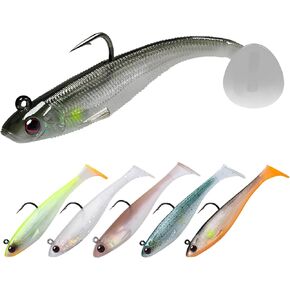 TRUSCEND Easy Catch Pre-Rigged Soft Lures, Unique Vibrating Swim Action and Trembly Sinking Move for More Bites, Amazing Soft Swimbait for Family Fishing, Fishing Lures for Bass Trout Crappie Walleye