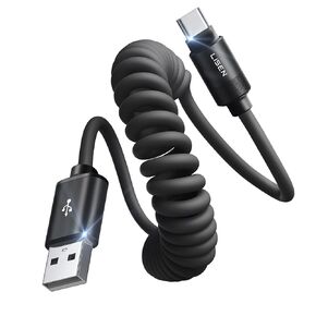 LISEN Coiled USB C Cable, 2 Pack for Android Auto & CarPlay Cable, 4FT Short USB A to USB C Cable Compatible with iPhone 16/15, Samsung Galaxy S25/S24/S23 A15/A14, Google Pixel 9/8, Moto, OnePlus, TCL