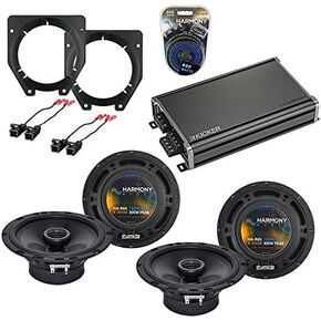 Harmony Audio HA-R65 Compatible with Chevy Express Van 1996-2007 Rhythm Series 6.5" Replacement 300W Speakers, HA-AK10 10 Gauge 600W Amp Install Kit and HA-724568 Factory Speaker Replacement Harness
