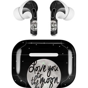 Skinit Decal Audio Skin Compatible with Apple AirPods Pro (2rd Gen, 2022) - Skinit Originally Designed to The Moon and Back BW Design