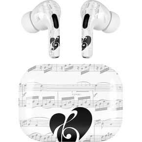 Skinit Decal Audio Skin Compatible with Apple AirPods Pro (2rd Gen, 2022) - Skinit Originally Designed BW Musical Notes Design