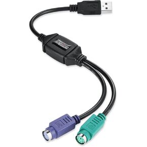 Perixx PERIPRO-401X2 PS2 to USB Adapter for Keyboard and Mouse - Built-in USB Controller - Black - 2 pcs Pack