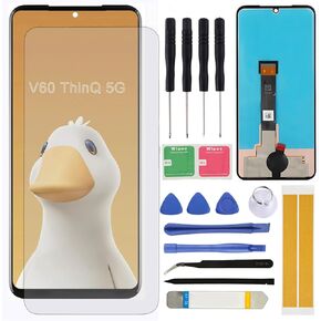 LCD Screen Replacement for LG V60 ThinQ 5G 6.8'' LM-V600 A001LG Assembly LCD Display Touch Screen Digitizer with Tools