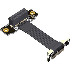 JMT ADT-M11SL PCI-E 4.0 X1 إلى X1 Extension Cable 90 ° الزاوية اليمنى المزدوجة لبطاقة التقاط بطاقة الصوت مع واجهة PCI-E X1 (M11SL-TL 15cm)