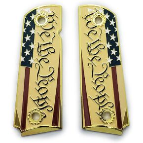 US Flag1911 Full Size Grips for Kimber, Colt, Rock Island, Springfield, Taurus, & Clones - Kimber Gold Grips