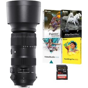 Sigma 60-600mm f/4.5-6.3 DG OS HSM Sports Lens (Nikon F-Mount) مع البرامج وبطاقة الذاكرة 64 جيجابايت (3 عناصر)