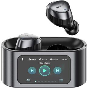 PAXA Wireless Earbuds with Touch Screen Headphones Bluetooth 5.4 Ear Bud IPX4 Light Weight in Ear Earbuds Comfortable Fit Deep Bass Stereo 5 EQ Modes ENC Clear Call for Android/iOS(Black)