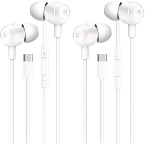 2 Pack USB C Headphones for iPhone 16/15 Pro Max Plus，[MFi Certified] Type C Earbuds with Mic & Remote Control，Noise Cancelling Wired Earphones for iPad Pro, Galaxy S23/S22/S21/S20/Ultra Note 10/20