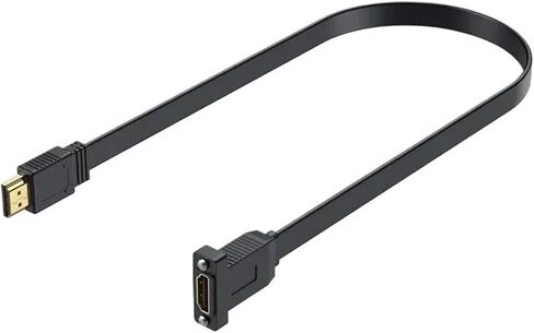 Flat HDMI Compatible Version 2.0 Male Female Extension Cable with Fixed Screw ho/*le Chassis Panel Cable Support 4K 60Hz(Straight) in Saudi Arabia