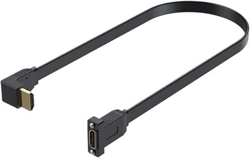 Flat HDMI Compatible Version 2.0 Male Female Extension Cable with Fixed Screw ho/*le Chassis Panel Cable Support 4K 60Hz(Straight) in Saudi Arabia
