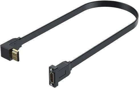 Flat HDMI Compatible Version 2.0 Male Female Extension Cable with Fixed Screw ho/*le Chassis Panel Cable Support 4K 60Hz(Straight) in Saudi Arabia