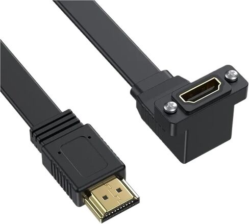 Flat HDMI Compatible Version 2.0 Male Female Extension Cable with Fixed Screw ho/*le Chassis Panel Cable Support 4K 60Hz(Straight) in Saudi Arabia