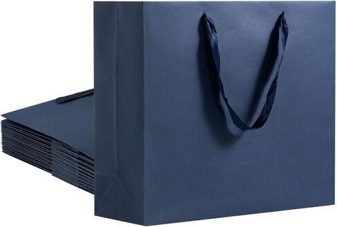 Umoonfine Navy Blue Gift Bags Bulk, 12 Pack Navy Blue Paper Gift Bags with Handles Retail Bags Kraft Gift Bags 8.7x3.9x7.1 Inches Gift Wrap Bags for Wedding, Party,Shopping, Merchandise Business in Saudi Arabia