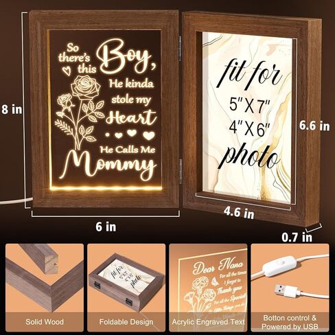 Father's Day Gifts from Daughter Son Kids Wife Dad Gifts for Dad Who Wants Nothing Best Dad Gift - Night Light with Dad Picture Frame for 5x7 Photos Gifts for New Dad Step Dad Bonus Dad Birthday Gifts in Kuwait
