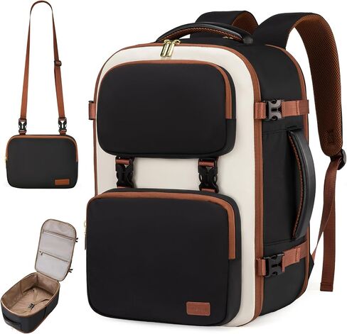 LOVEVOOK Travel Backpack for Women Men, TSA Carry on Backpack Flight Approved 40L Fits 17 Inch Laptop, Waterproof Personal Item Travel Bag Business Weekender Daypack with Detachable Crossbody Bag in Saudi Arabia